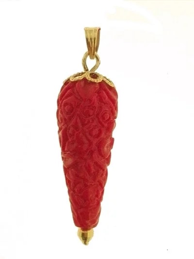 Ciondolo Pendente Cornetto Corno Donna Oro Giallo 18 Kt Carati Ct 750