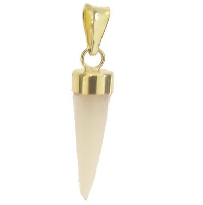 Ciondolo Pendente Cornetto Madreperla Uomo Donna Oro Giallo 18 Kt Carati 750 0,95 Gr