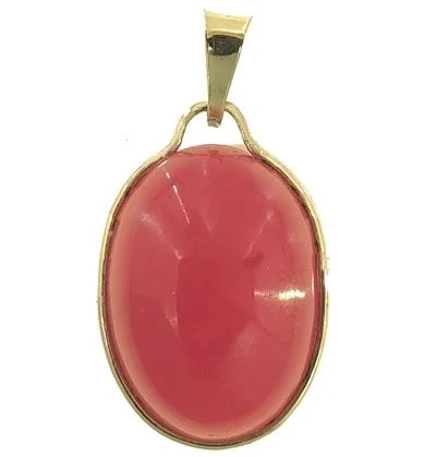 Ciondolo Pendente Corniola Rossa Donna Oro Giallo 18 Kt Carati Ct 750 2,20 Gr