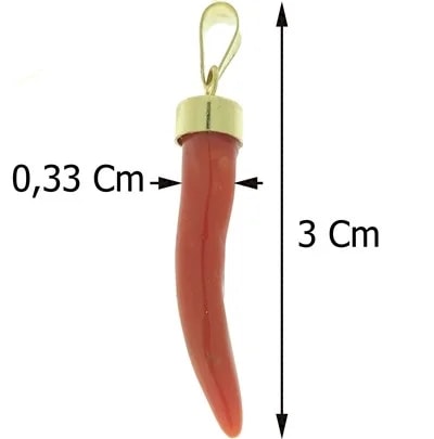 Ciondolo Pendente Corno Cornetto Corallo Uomo Donna Oro Giallo 18 Kt Carati 750 0,65 Gr - immagine 2