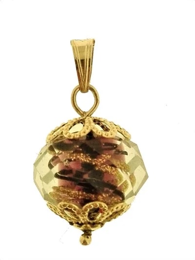 Ciondolo Pendente Cristallo Murano 8 colori oro Giallo Donna 18 Kt Carati Ct 750 1,95 Gr