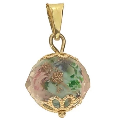 Ciondolo Pendente Cristallo Murano 8 colori oro Giallo Donna 18 Kt Carati Ct 750 1,95 Gr - immagine 7