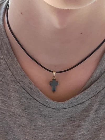 Ciondolo Pendente Collana Croce Uomo Donna Oro Giallo 18 Kt Carati Ct 750 1,5 Gr