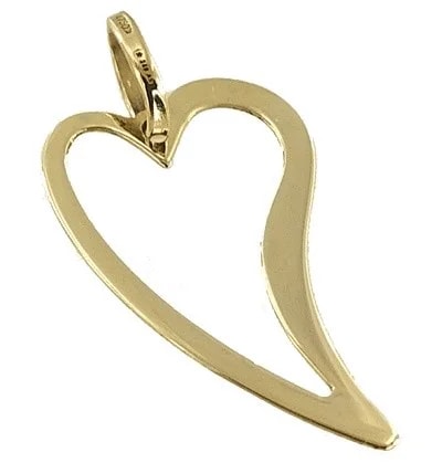 Ciondolo Pendente Cuore Donna Oro Giallo18 Kt Carati Ct 750 0,40 Gr