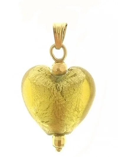 Ciondolo Pendente Cuore Oro Giallo 18 Kt Carati Ct 750 1,9 Gr
