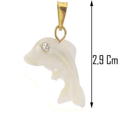 Ciondolo Pendente Delfino Madreperla Uomo Donna Oro Giallo 18 Kt Carati 750 1,30 Gr - immagine 2