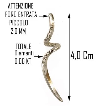 Ciondolo Pendente Diamanti 0,06 Ct Donna Oro Bianco 18 Kt Carati Ct 750 Gr2,35 - immagine 2