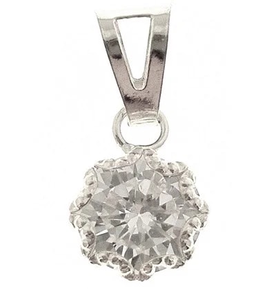 Ciondolo Pendente Donna Oro Bianco 18 Kt Carati 750 0,35 Gr Punto Luce Solitario