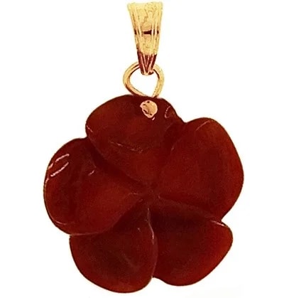 Ciondolo Pendente Donna Oro Giallo 18 Kt Carati CT 750 0,95 Gr Fiore Corallo