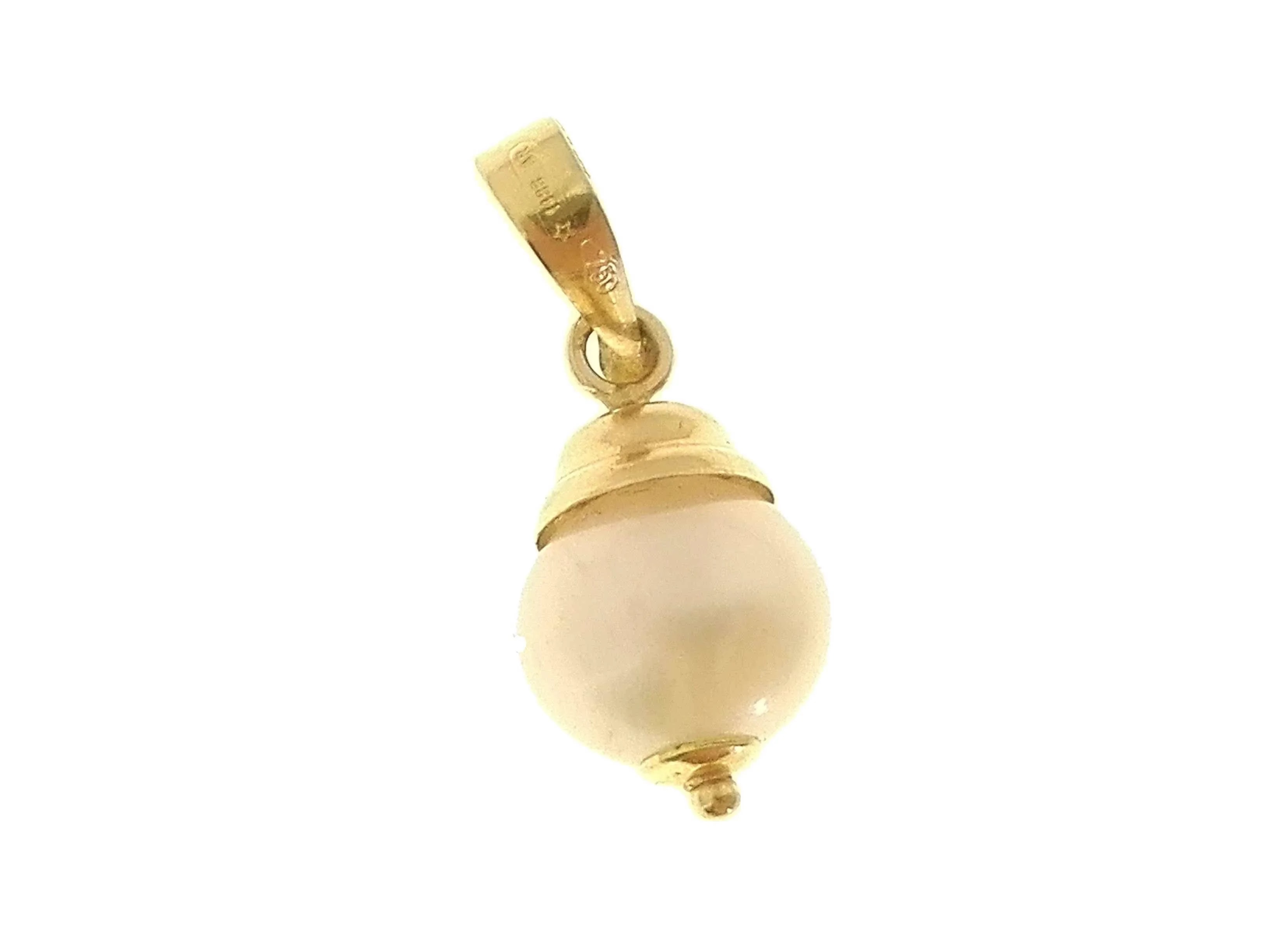 Ciondolo Pendente Donna Oro Giallo 18 Kt Carati Ct 750 1,0 Gr Perla