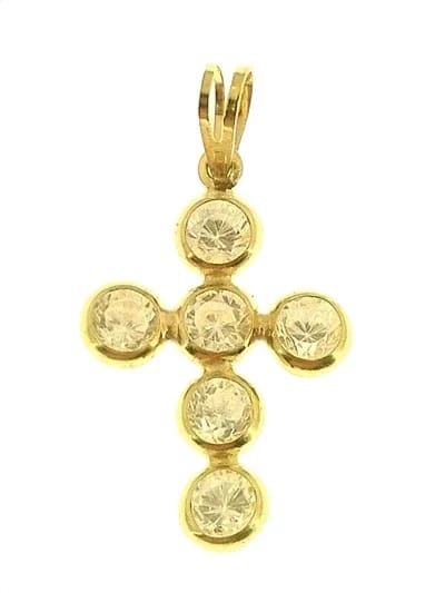 Ciondolo Pendente Donna Oro Giallo 18 Kt Carati Ct 750 1,25 Gr Croce