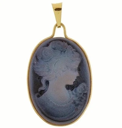 Ciondolo Pendente Donna Oro Giallo 18 Kt Carati Ct 750 Gr 1,50 Cameo