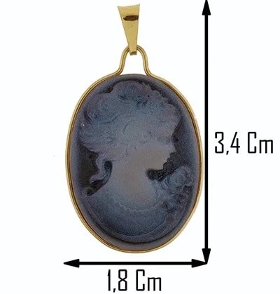 Ciondolo Pendente Donna Oro Giallo 18 Kt Carati Ct 750 Gr 1,50 Cameo - immagine 2