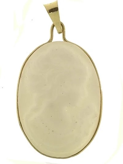 Ciondolo Pendente Donna Oro Giallo 18 Kt Carati Ct 750 Gr 1,50 Cameo Cammeo