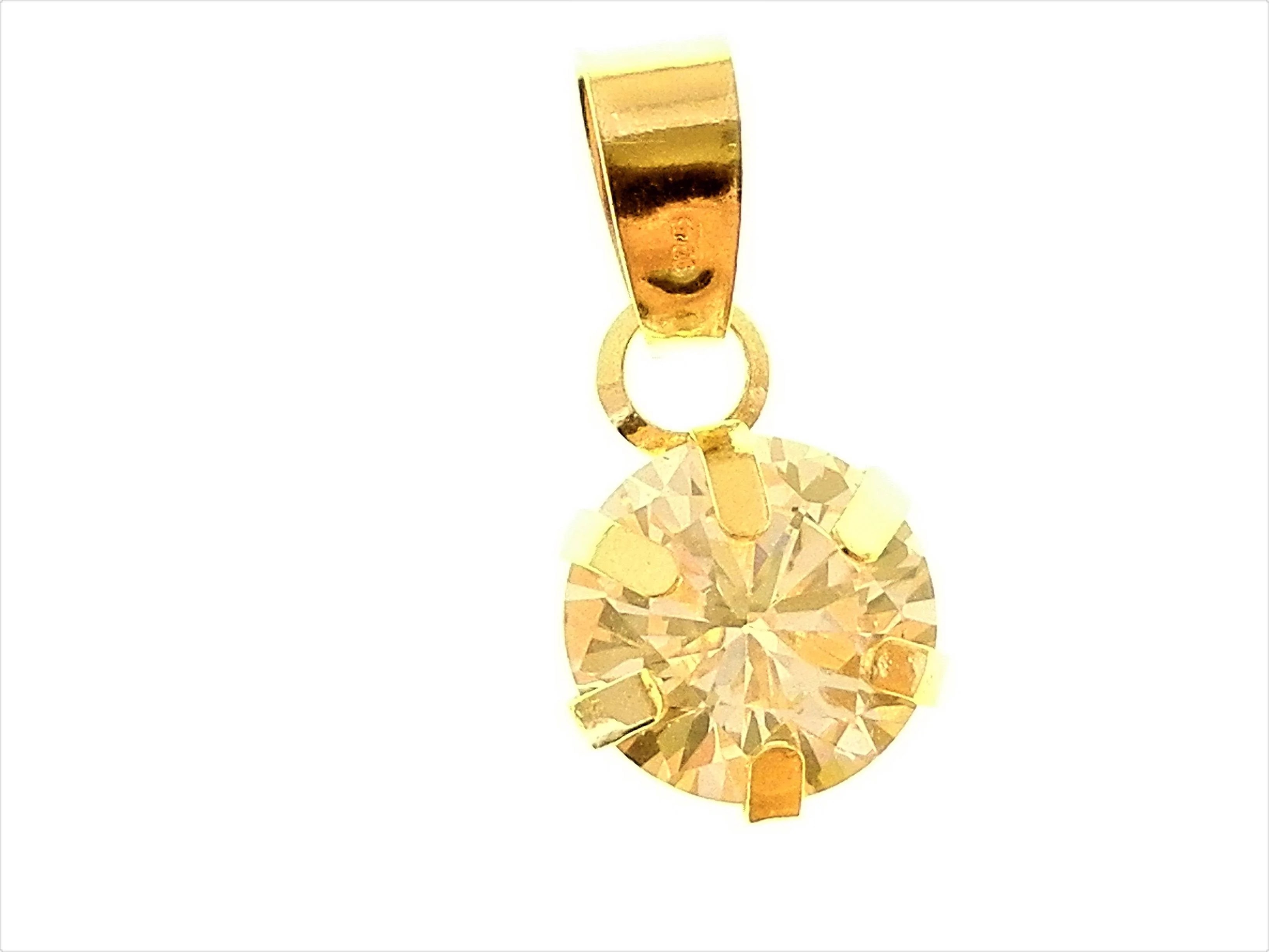 Ciondolo Pendente Donna Oro Giallo 18 Kt Carati Ct 750 Punto Luce Solitario
