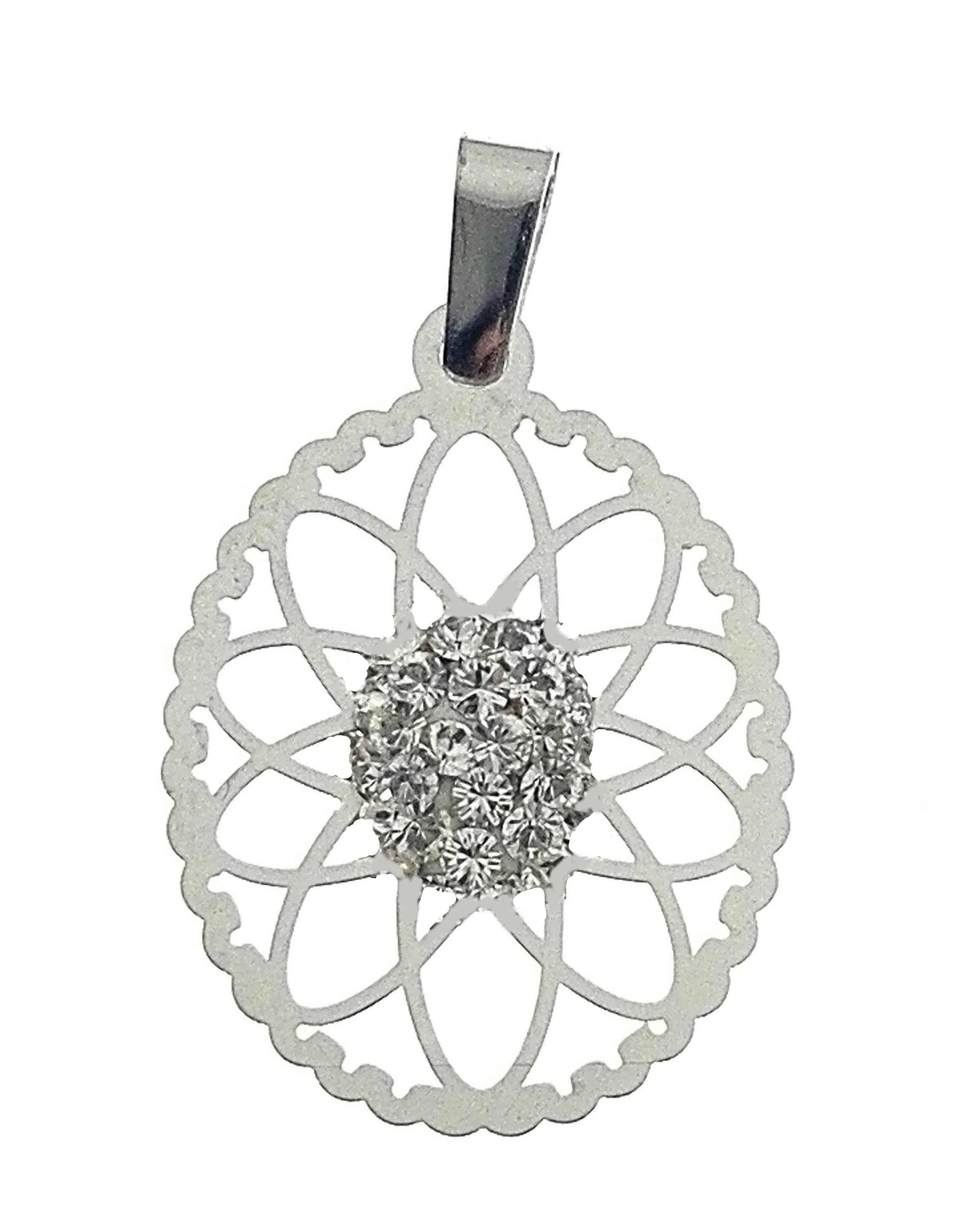 Ciondolo Pendente Donna Ragazza Oro Bianco 18 Kt Carati Ct 750 0,60 Gr