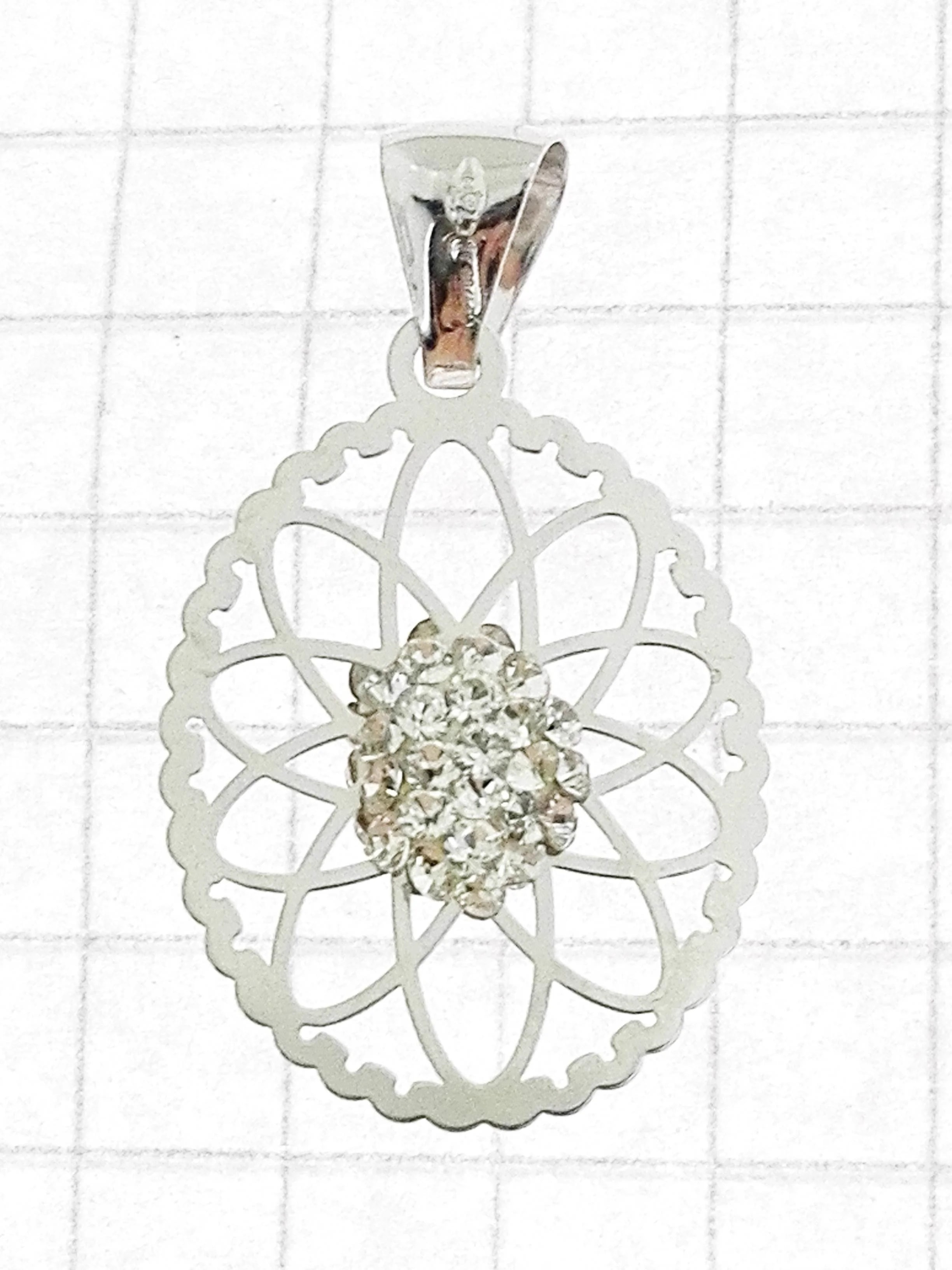 Ciondolo Pendente Donna Ragazza Oro Bianco 18 Kt Carati Ct 750 0,60 Gr - immagine 2