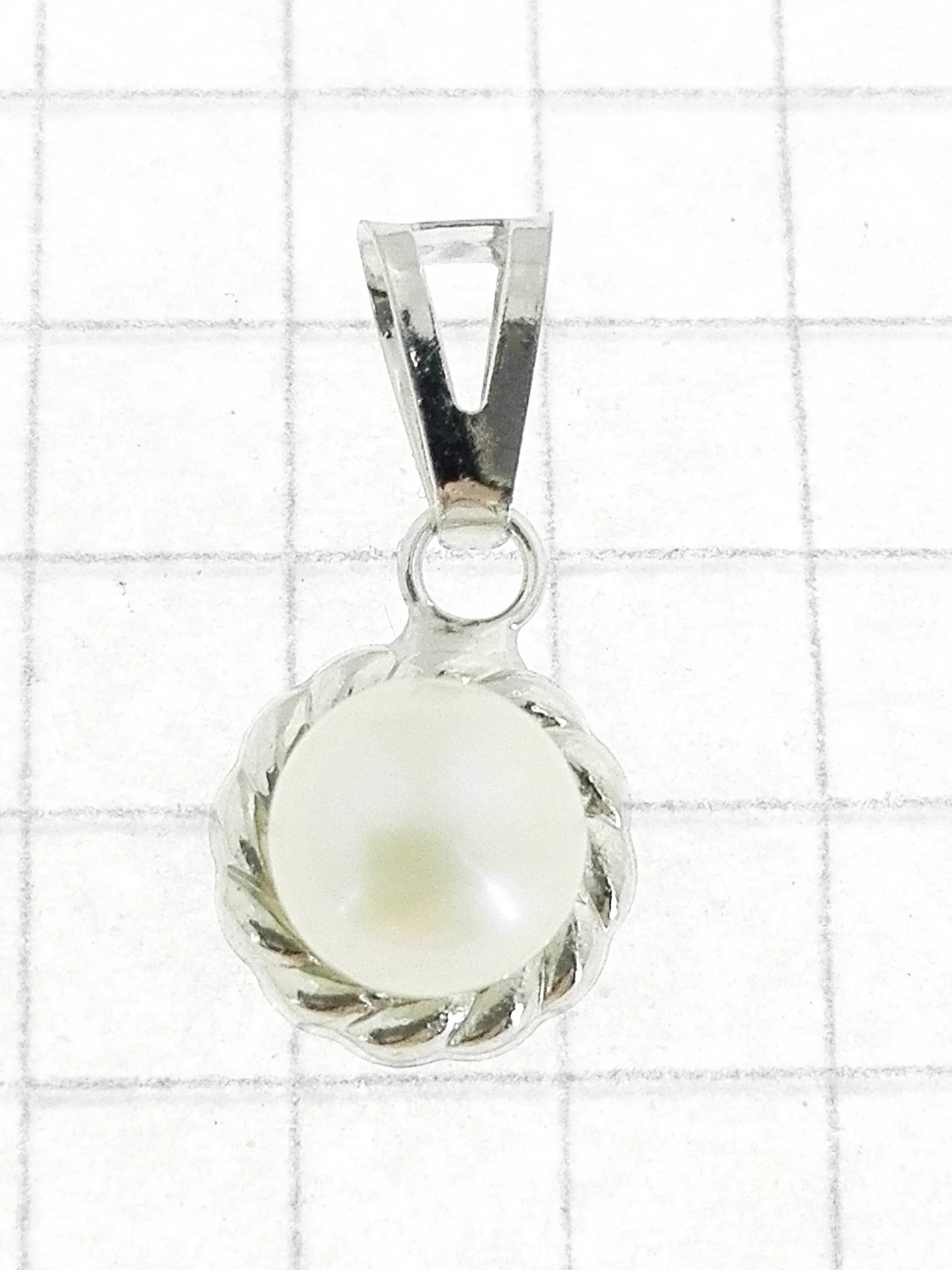 Ciondolo Pendente Donna Ragazza Oro Bianco 18 Kt Carati Ct 750 0,60 Gr Perla - immagine 2