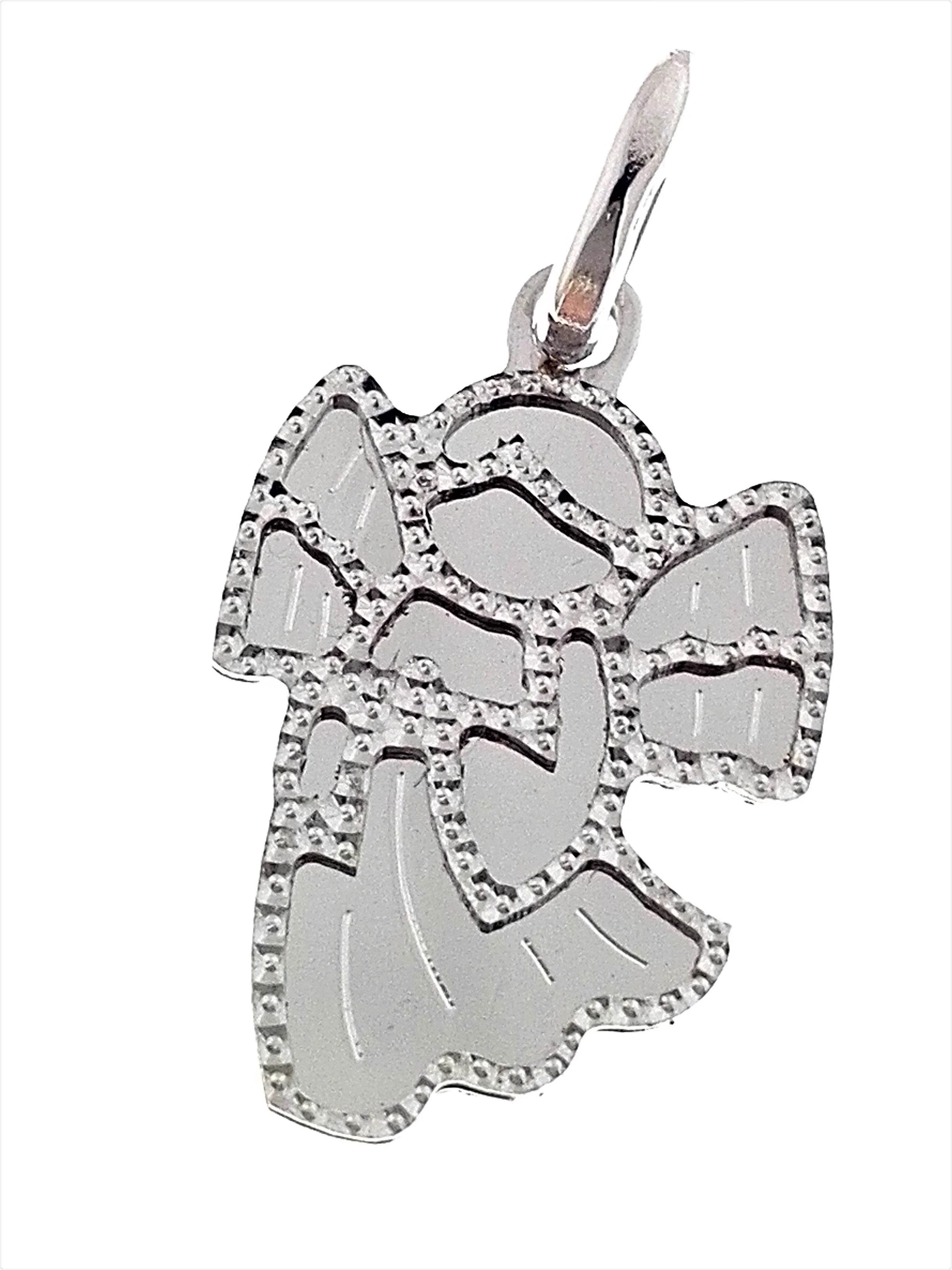 Ciondolo Pendente Donna Ragazza Oro Bianco 18 Kt Carati Ct 750 1,05 Gr Angelo
