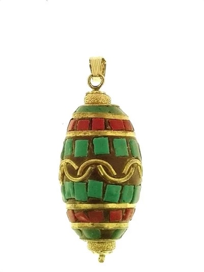 Ciondolo Pendente Etnico Donna Oro Giallo 18 Kt Carati Ct 750 5,2 Gr