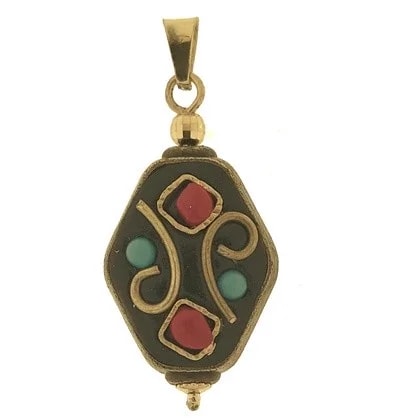 Ciondolo Pendente Etnico Tibetano Donna Oro Giallo 18 Kt Carati Ct 750 5,0 Gr