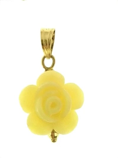 Ciondolo Pendente Fiore 7 colori oro Giallo Donna 18 Kt Carati Ct 750 0,80 Gr - immagine 5