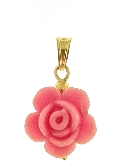 Ciondolo Pendente Fiore 7 colori oro Giallo Donna 18 Kt Carati Ct 750 0,80 Gr - immagine 3