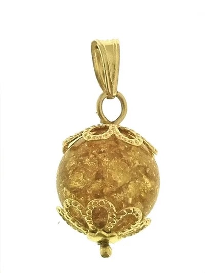 Ciondolo Pendente Foglia Oro Donna Oro Giallo 18 Kt Carati Ct 750 1,20 Gr