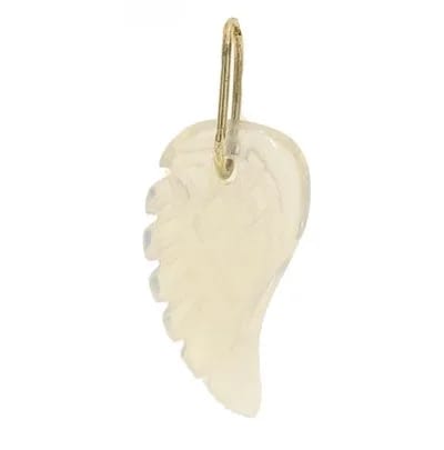 Ciondolo Pendente Ali Angelo Quarzo Uomo Donna Oro Giallo 18 Kt Carati 750