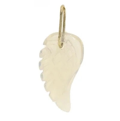 Ciondolo Pendente Ali Angelo Quarzo Uomo Donna Oro Giallo 18 Kt Carati 750