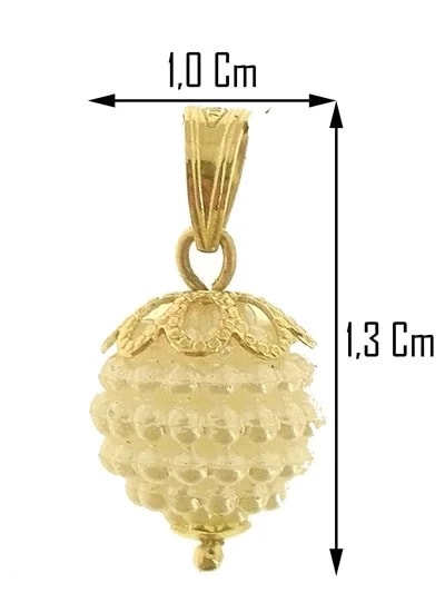 Ciondolo Pendente Nespolina Bianca Donna Oro Giallo 18 Kt Carati Ct 750 0,85 Gr - immagine 2