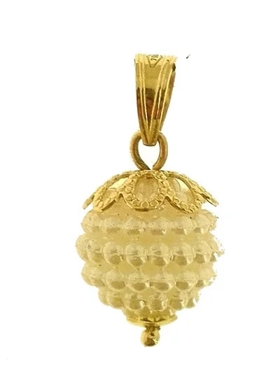 Ciondolo Pendente Nespolina Bianca Donna Oro Giallo 18 Kt Carati Ct 750 0,85 Gr