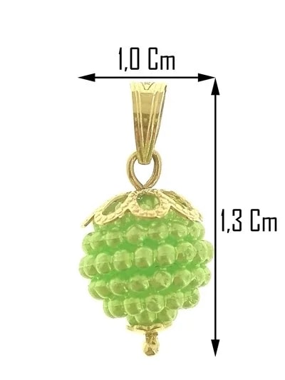 Ciondolo Pendente Nespolina Verde lime Donna Oro Giallo 18 Kt Carati Ct 750 0,85 Gr - immagine 2