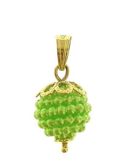 Ciondolo Pendente Nespolina Verde lime Donna Oro Giallo 18 Kt Carati Ct 750 0,85 Gr