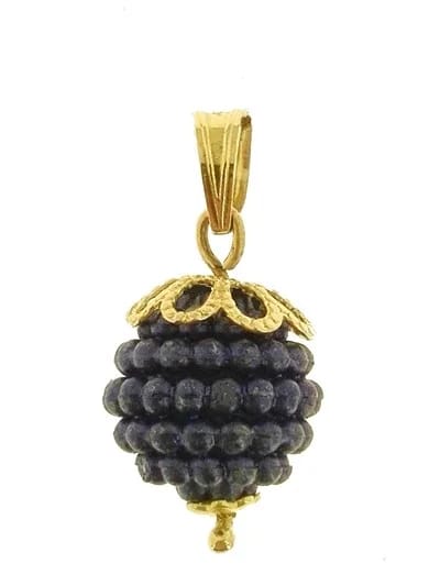 Ciondolo Pendente Nespolina Viola Scuro Donna Oro Giallo 18 Kt Carati Ct 750