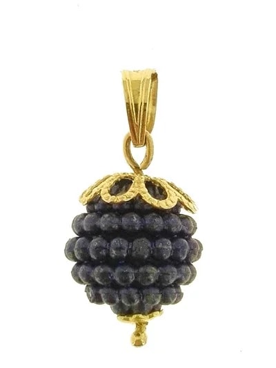 Ciondolo Pendente Nespolina Viola Scuro Donna Oro Giallo 18 Kt Carati Ct 750
