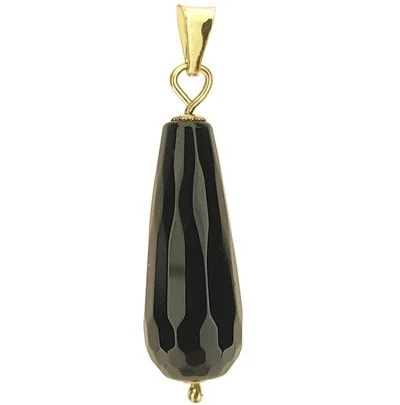 Ciondolo Pendente Onice Donna Oro Giallo 18 Kt Carati 750 2,30 Gr