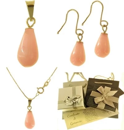Ciondolo Pendente Orecchini Collana Catenina Oro Giallo 18 Kt 750
