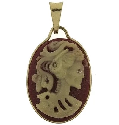 Ciondolo Pendente Oro Giallo 18 Kt Carati Ct 750 Gr 1,10 Cameo Cammeo Gotico