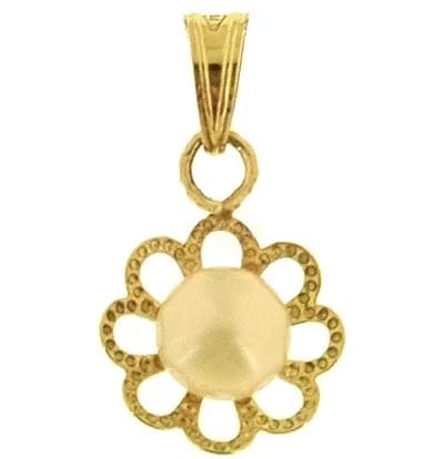 Ciondolo Pendente Perla Filigrana Donna Oro Giallo 18 Kt Ct Carati 750 0,60 Gr