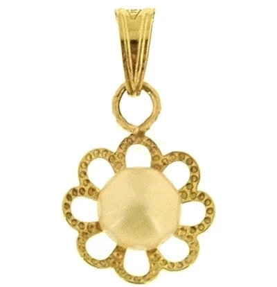 Ciondolo Pendente Perla Filigrana Donna Oro Giallo 18 Kt Ct Carati 750 0,60 Gr