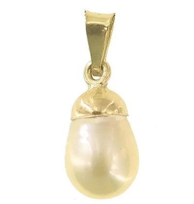 Ciondolo Pendente Perla Goccia Uomo Donna Oro Giallo 18 Kt Carati Ct 750 1,25Gr