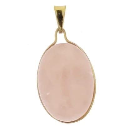 Ciondolo Pendente Quarzo Rosa Donna Oro Giallo 18 Kt Carati Ct 750 2,70 Gr