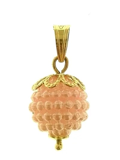 Ciondolo Pendente Rosa Donna Ragazza Oro Giallo 18 Kt Carati Ct 750 0,85 Gr
