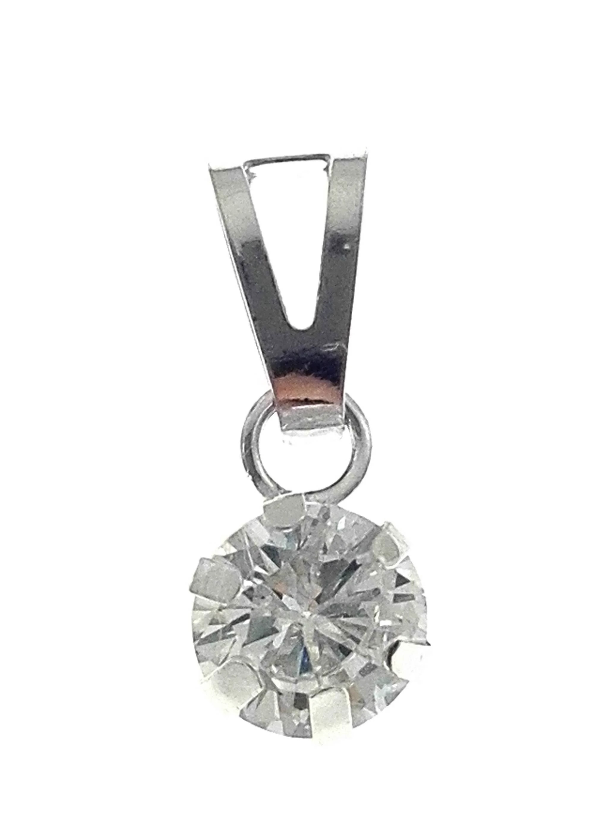 Ciondolo Pendente Solitario Punto luce Donna Oro Bianco 18 Kt Carati Ct 750