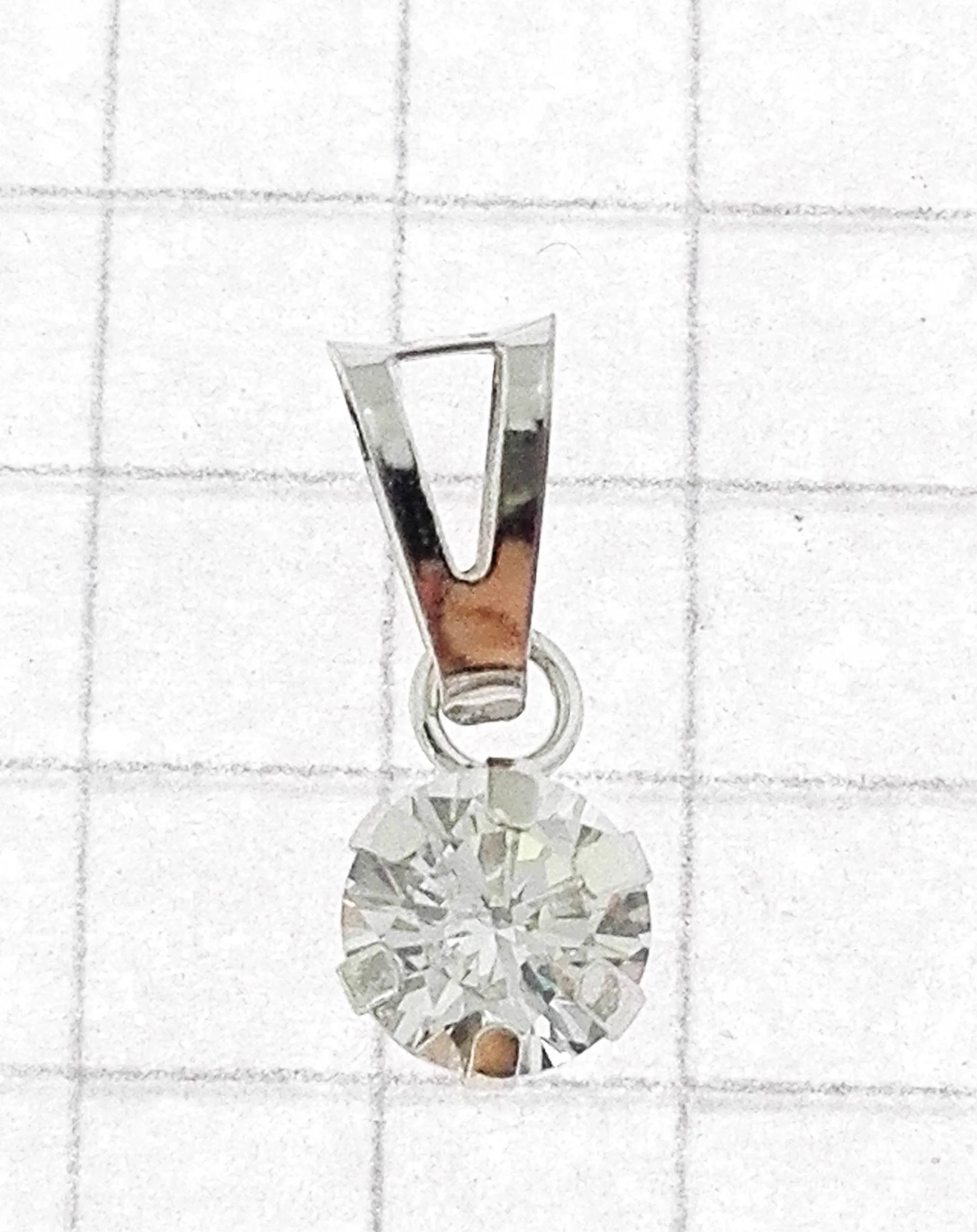 Ciondolo Pendente Solitario Punto luce Donna Oro Bianco 18 Kt Carati Ct 750 - immagine 2