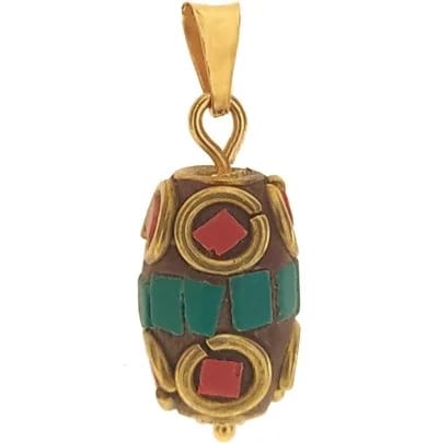 Ciondolo Pendente stile Tibetano Donna Oro Giallo 18 Kt Carati Ct 750 2,0 Gr