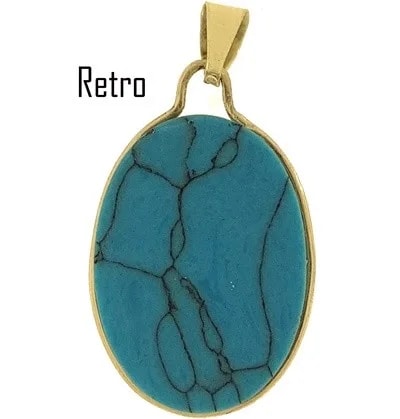 Ciondolo Pendente Turchese Donna Oro Giallo 18 Kt Carati Ct 750 2,1 Gr - immagine 3