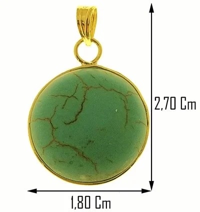 Ciondolo Pendente Turchese Donna Oro Giallo 18 Kt Carati Ct 750 2,80 Gr - immagine 3