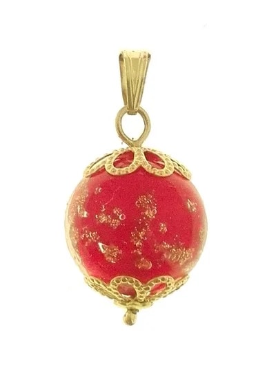 Ciondolo Pendente Vetro Murano Oro Donna Oro Giallo 18 Kt Carati Ct 750 2,8 Gr
